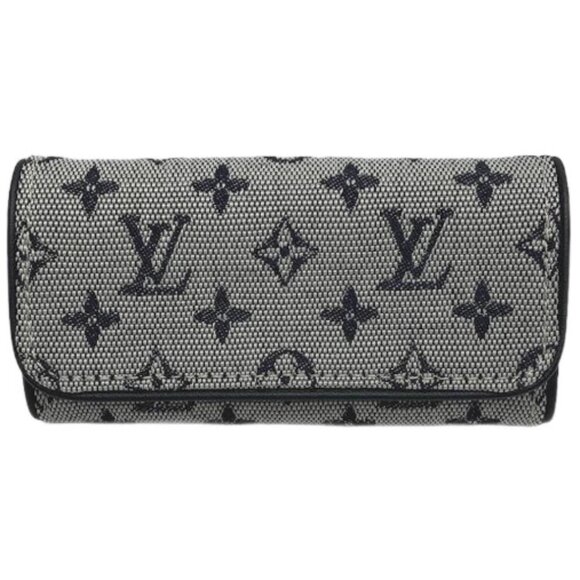 Louis Vuitton Monogram Navy Mini Lin 4 Key Case with COA - Picture 1 of 7